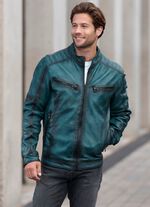 Lederkurzjacke mit Zierstepp 