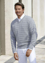 Legerer V-Pullover mit Strukturdessin in 3 Farben GRAU MELIERT