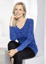 Allover gemustertes Shirt in 2 Farben ROYALBLAU-SCHWARZ