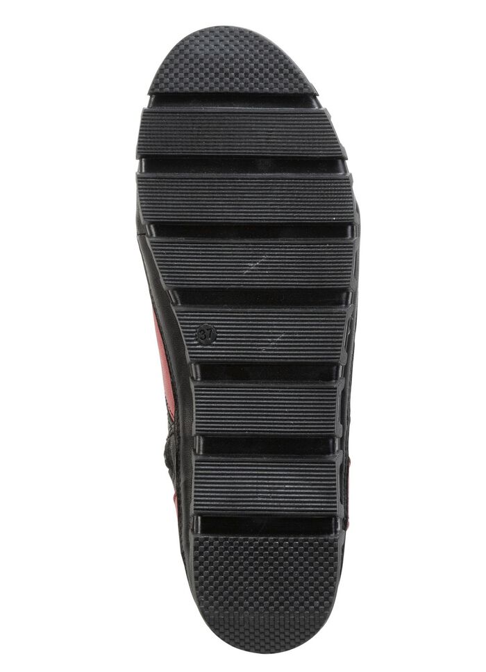 Gemini Schn&uuml;r-Bootie mit Knitter-Struktur SCHWARZ-ROT-GR&Uuml;N