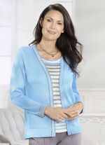 Pullover in Twinset-Optik HELLBLAU-GRAU-WEISS