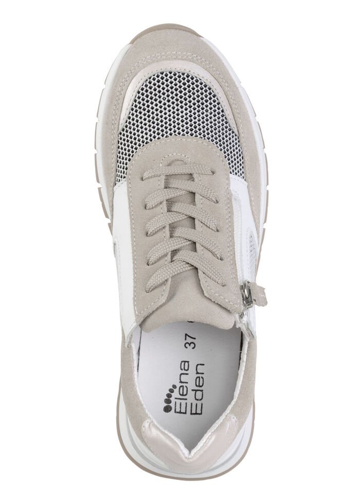 ELENA EDEN Sneaker aus Nappa-, Veloursleder und Textil in Netzoptik SAND-WEISS