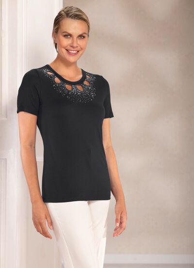 Shirt-Tunika mit Strasssteinen 