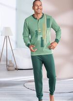 Schlafanzug mit Knopfleiste und B&uuml;ndchenabschl&uuml;ssen 