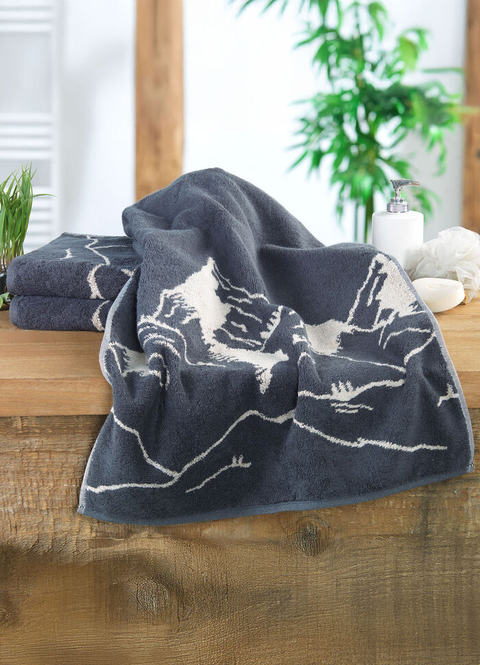 Frottier-Serie mit eingewebtem Bergpanorama GRANIT