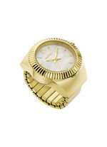 Goldfarbene Quarz-Ringuhr mit Zugband 