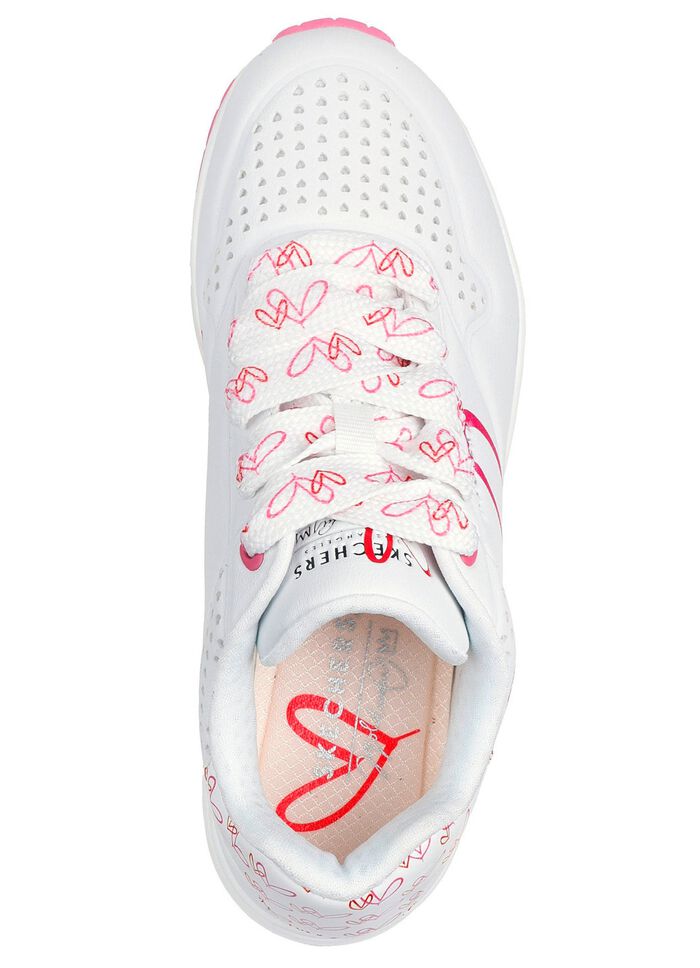 SKECHERS Schn&uuml;r-Sneaker mit niedlichen Herzchen bedruckt 