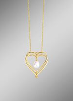 Herz-Anh&auml;nger mit S&uuml;&szlig;wasser-Zuchtperle und Ankerkette 