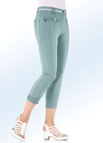 7/8-lange Hose mit kontrastfarbenem Zierband JADEGRÜN
