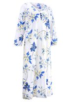 Zweierpack Nachthemden, uni und allover dessiniert mit Knopfleiste 