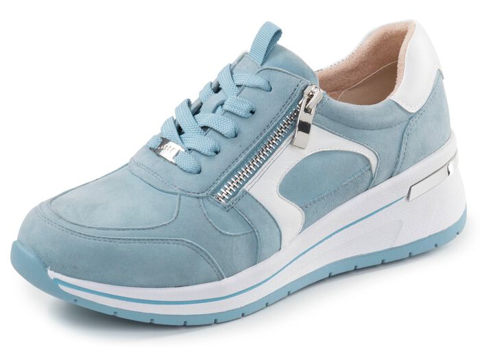 ELENA EDEN, sytlische Damen-Sneaker, Weite H, mit herausnehmbarem Fu&szlig;bett BLAU-WEISS