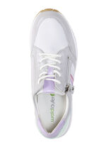 Waldl&auml;ufer Schn&uuml;rschuh mit zart schimmerndem Nappaleder mit Textil-Besatz SILBERGRAU-MULTICOLOR