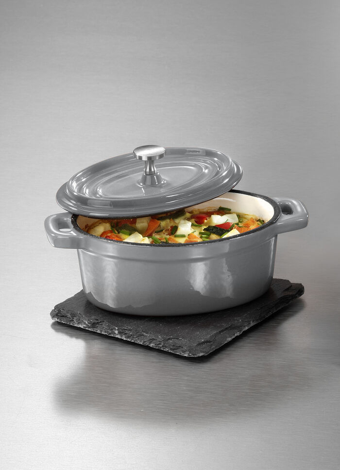 &bdquo;GSW&ldquo; Mini Serviert&ouml;pfchen aus Gusseisen GRAU