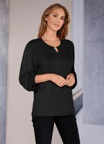 Exzellentes Shirt mit Schlitz und Zierschmuck in 2 Farben 