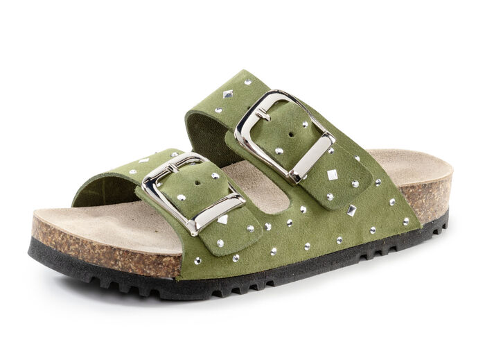 ELENA EDEN Pantolette mit angesagtem Nietenbesatz MOOSGRÜN
