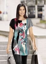 Tunika mit modisch flachem Halsausschnitt