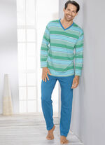 Schlafanzug mit V-Ausschnitt und offenen Beinabschl&uuml;ssen 