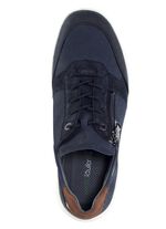 Waldl&auml;ufer Schn&uuml;rschuh aus Nubukleder mit Veloursleder-Bes&auml;tzen DUNKELBLAU-ECRU-BRAUN