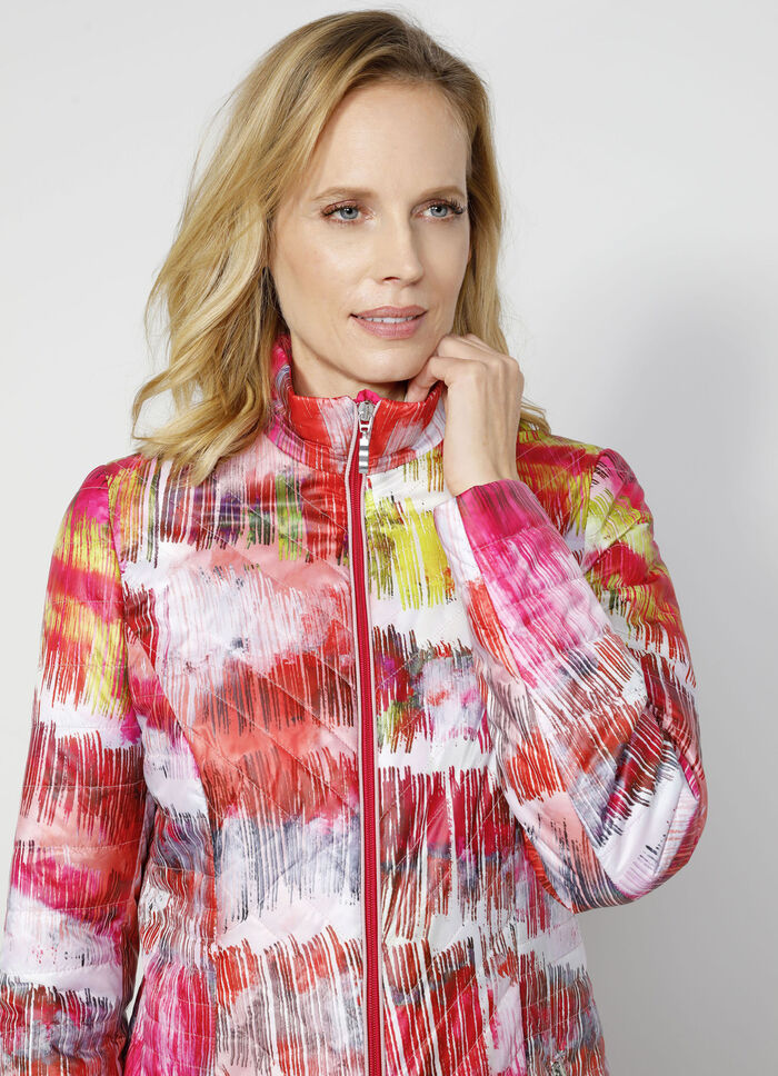 Steppjacke im mehrfarbigen Grafikdruck 