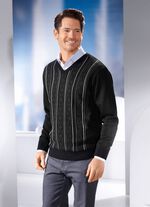 V-Pullover mit Strukturdessin in 3 Farben 