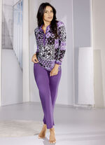 Schlafanzug, Knopfleiste, lange Ärmel und lange Hose 