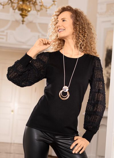 Pullover mit Chiffon-Ärmeln 