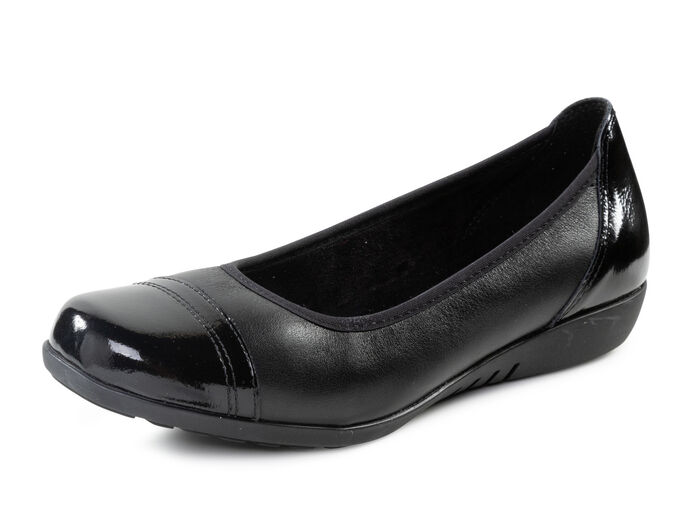 ELENA EDEN, klassische Damen-Ballerinas, Weite G, mit herausnehmbarem Fußbett SCHWARZ