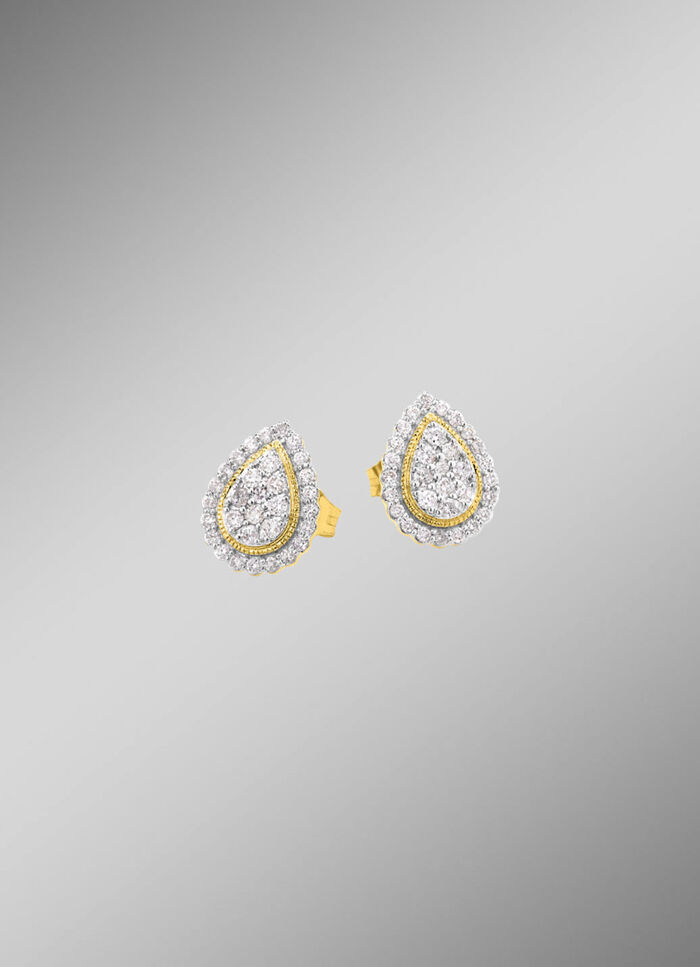 Tropfenförmige Ohrstecker mit Brillanten 