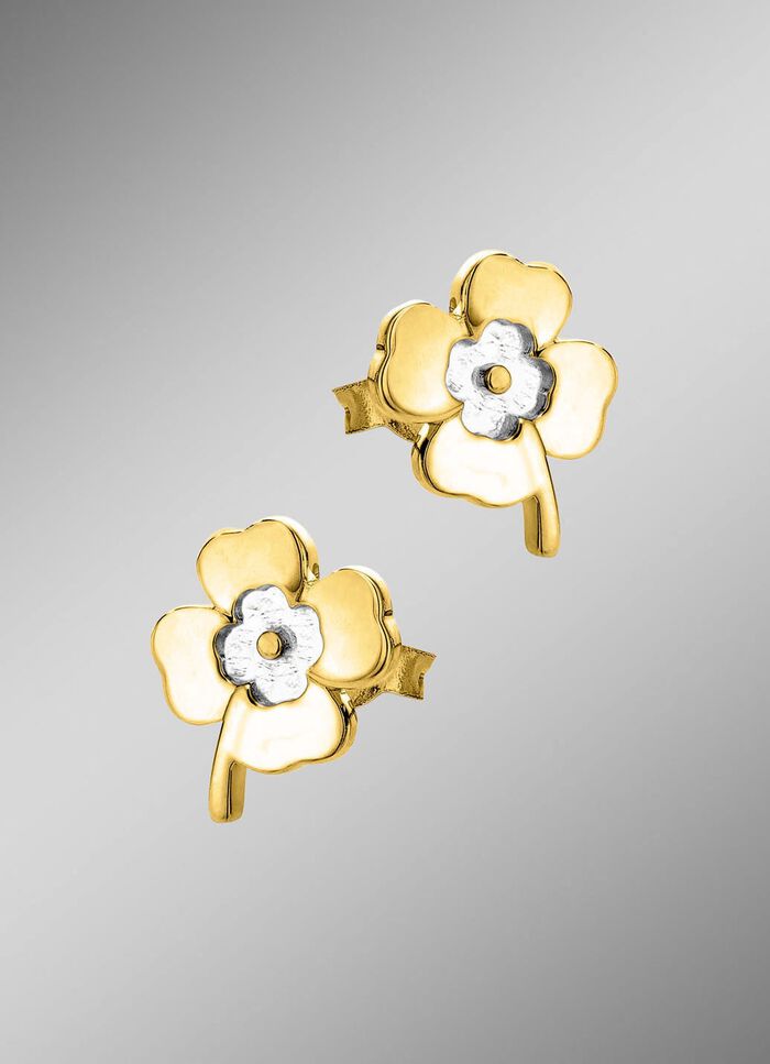 Kleeblatt-Ohrstecker in Bicolor 