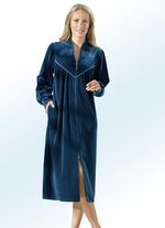 Hausmantel mit Stickerei- und Paillettenzier PETROL