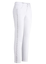 Edel-Jeans mit effektvollen Strasssteinen WEISS