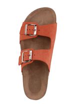 ELENA EDEN, bequeme Damen-Pantoletten, Weite H, aus Leder ORANGE