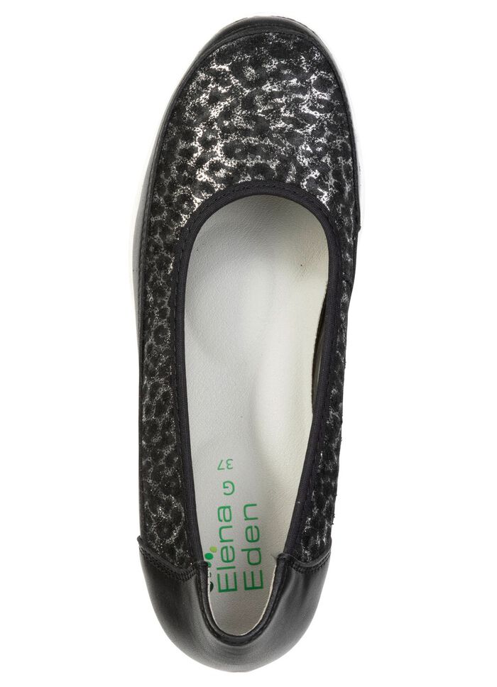 ELENA EDEN, bequeme Damen-Ballerinas, Weite G, mit herausnehmbarem Fu&szlig;bett SCHWARZ