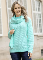 Pullover mit Schal in weicher Qualität EISBLAU