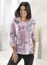 Shirt mit Plättchenzier im Vorderteil in 4 Farben ROSÉ-GRAU