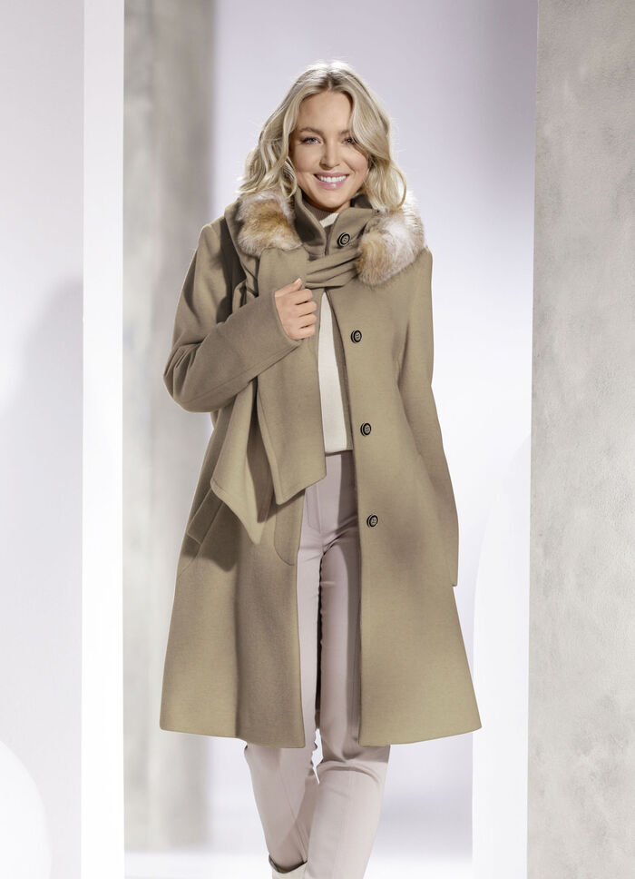 Kurzmantel mit abnehmbarem Schal CAMEL