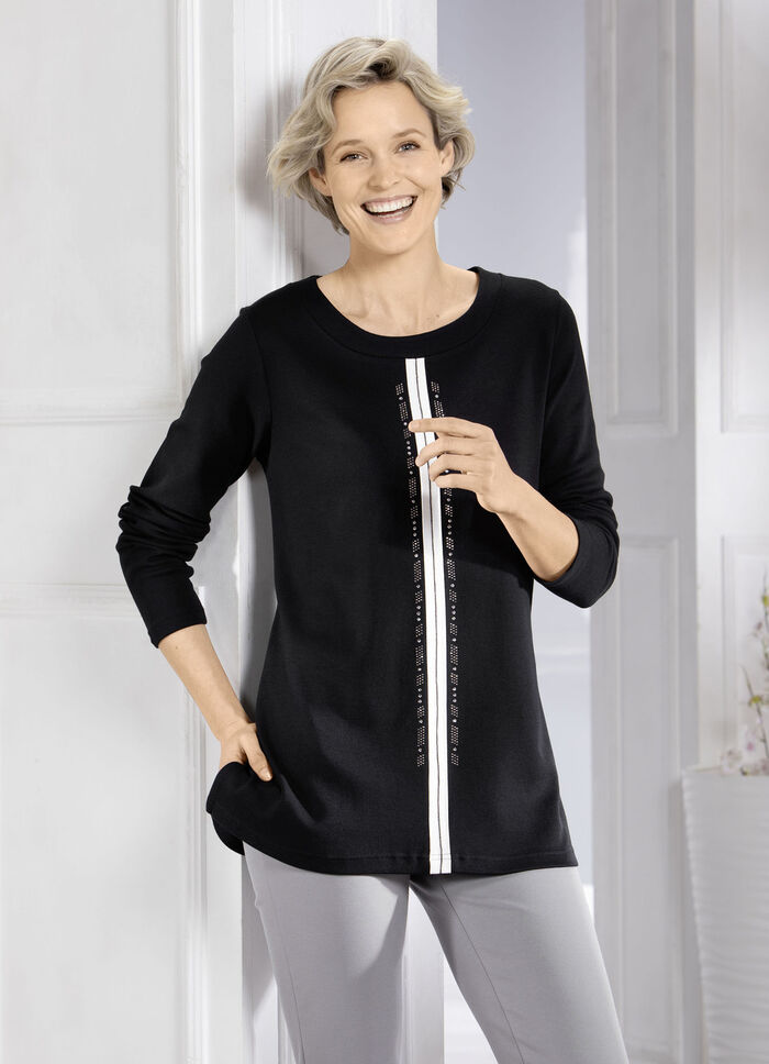 Sweatshirt mit kontrastfarbenem Zierband 