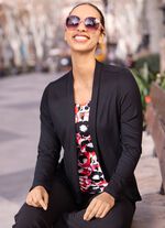 Shirt in abgerunderter Jackenoptik  SCHWARZ-ROT-ROSÉ