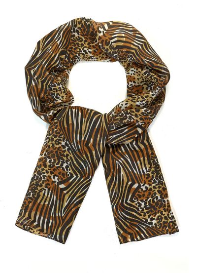 Schal mit Raubtierfell- und Zebradessin 