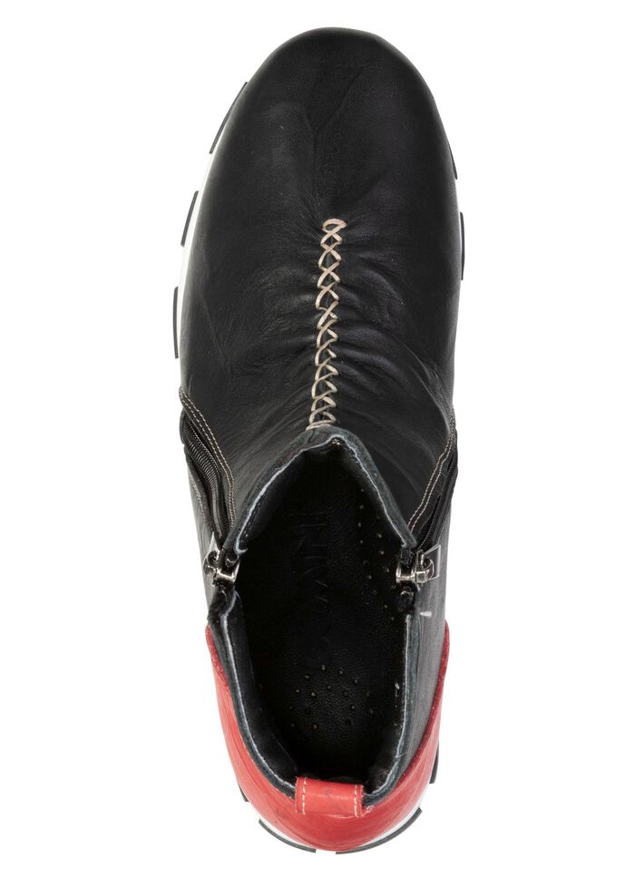 Gemini, trendige Damen-Boots, Weite G, mit herausnehmbarem Fu&szlig;bett SCHWARZ-ROT