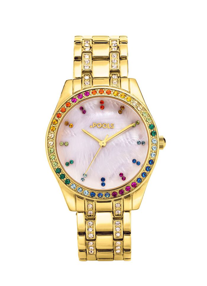 Pools Quartz-Damenuhr mit Metallbandgeh&auml;use 