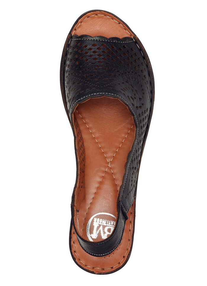 ELENA EDEN, sommerliche Damen-Sandaletten, Weite G, aus Leder SCHWARZ