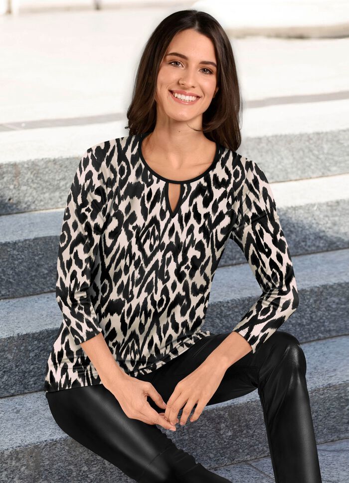 Allover gemustertes Shirt mit Rundhalsausschnitt 