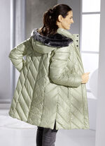 Daunen-Kurzmantel mit abnehmbarer Kapuze SCHILFGRÜN