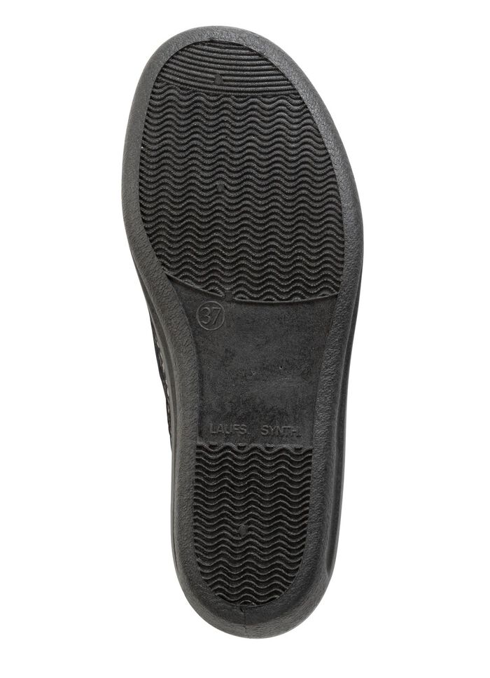 Hausschuh aus bedrucktem Samt in Leo-Muster SCHWARZ-BRONZE