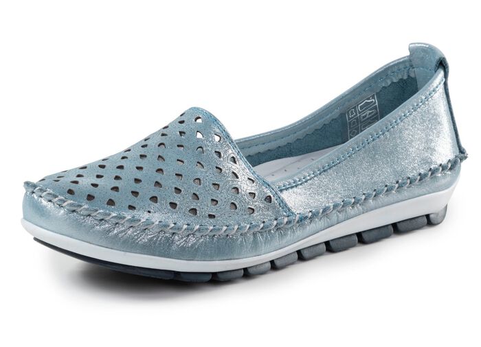 Gemini Mokassin-Slipper aus weichem, gl&auml;nzend gepr&auml;gtem Nappaleder 