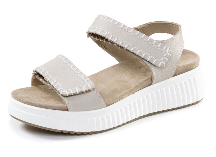 ELENA EDEN, bequeme Damen-Sandalen, Weite H, mit herausnehmbarem Fu&szlig;bett BEIGE