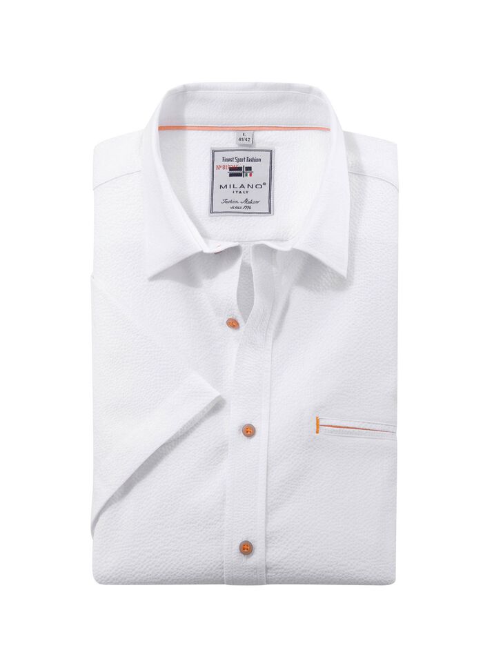 Seersucker Hemd von "Milano Italy" in 3 Farben WEISS