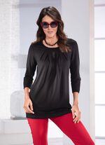 Longshirt mit dezenter Faltenlegung in 2 Farben SCHWARZ