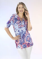 Allover gemustertes Shirt mit V-Schlitz 